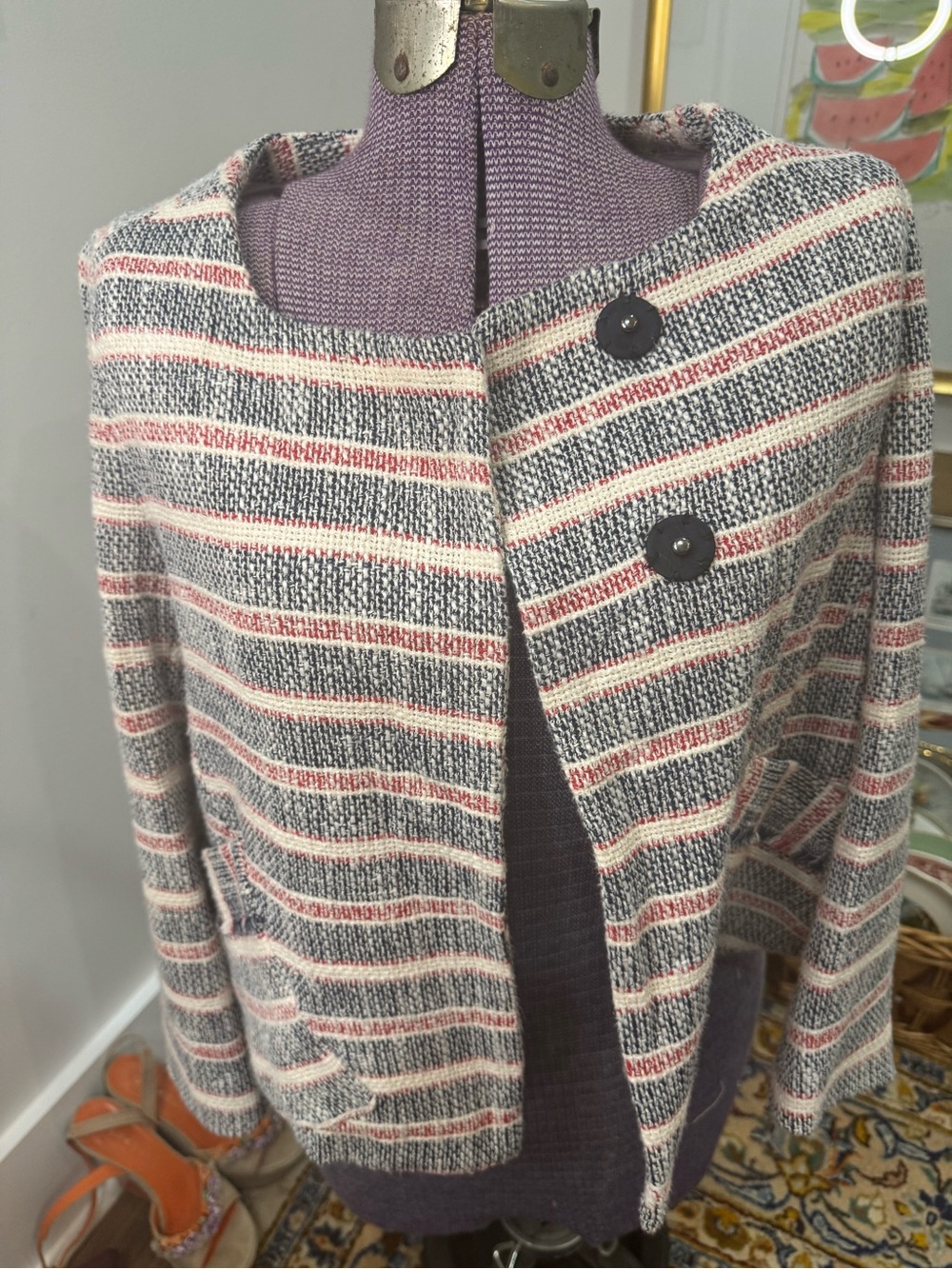 Zara Striped Knit Blazer, coastal, preppy, a bit boho. Sz 6.